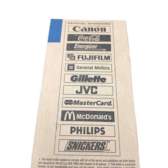 FIFA World Cup Ticket Stub – Game 19 ~ 1994 Champions Brazil vs Cameroon - Picture 7 of 9